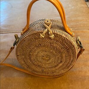 Street Level Tan Crossbody Bag with Woven Design
